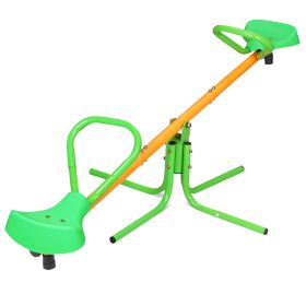 360 Degree Rotation Outdoor Kids Spinning Seesaw Sit Spin Teeter Totter Swivel Teeter (Color: Green)